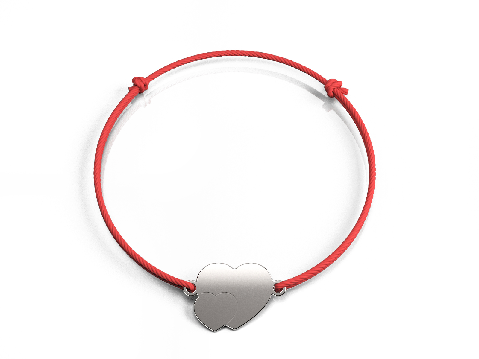 Bratara din aur 14K Double Heart pe snur - imagine 2