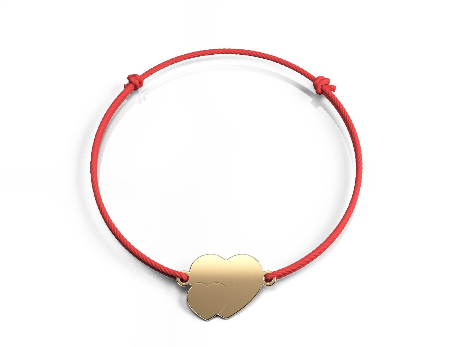 Bratara din aur 14K Double Heart pe snur bijuterii handmade Adamant