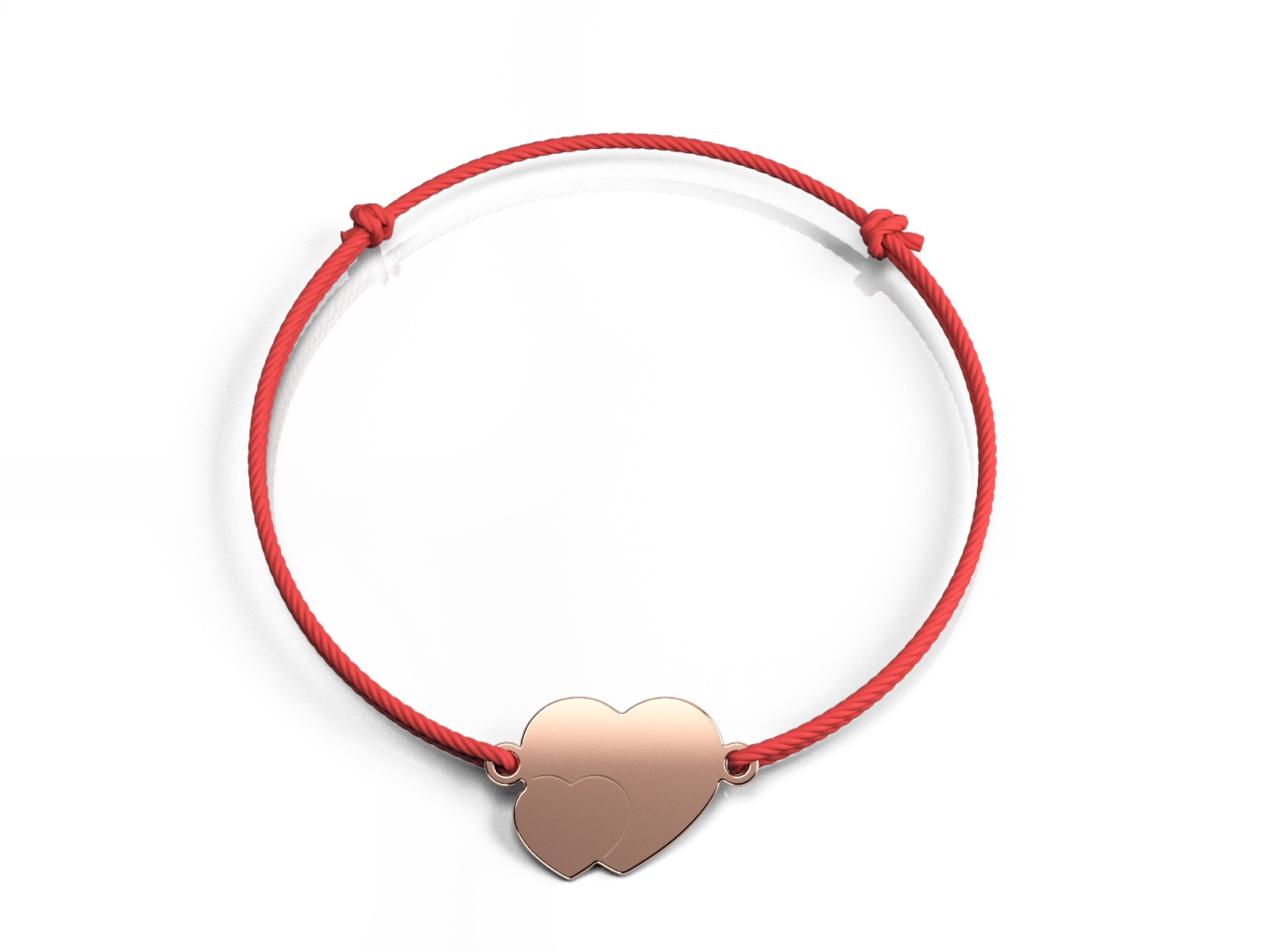 Bratara din aur 14K Double Heart pe snur - imagine 3